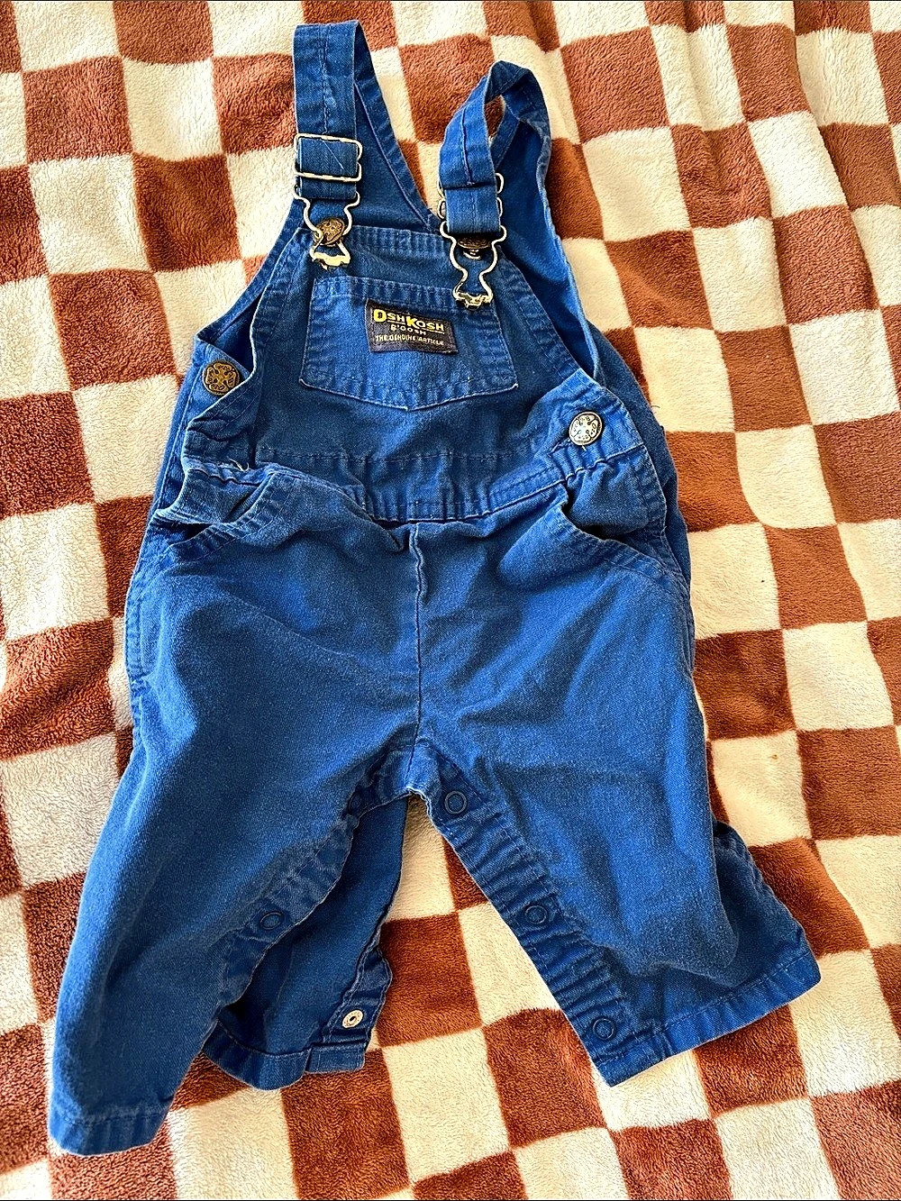OshKosh B'Gosh Vintage Bib Overalls Blue Baby 3/6M Cotton Overalls - Picture 2 of 7